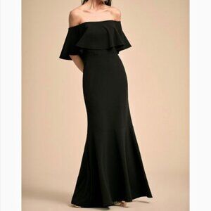 BHLDN Black formal dress with ruffle